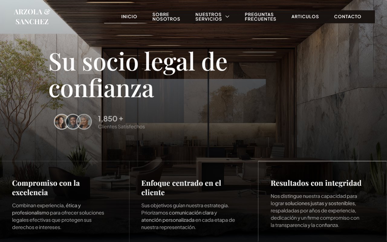 Sitio web Arzola Sánchez Abogados