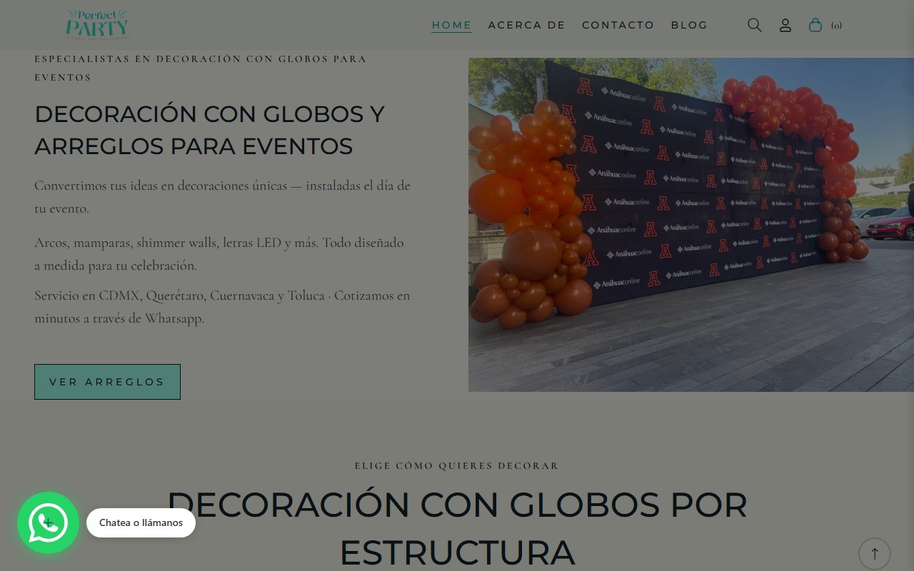 Sitio web Perfect Party